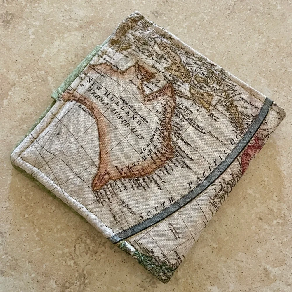 Handmade Map-Inspired Wallet – Snap Closure & Zipper Pocket